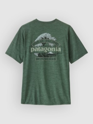 Patagonia Cap Cool Daily Great Waves T-Shirt Canopy Grn/lt Cpy Grn Xdy