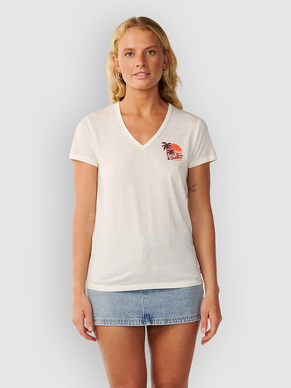 Rip Curl Seeker Standard V Neck T-Shirt Bone