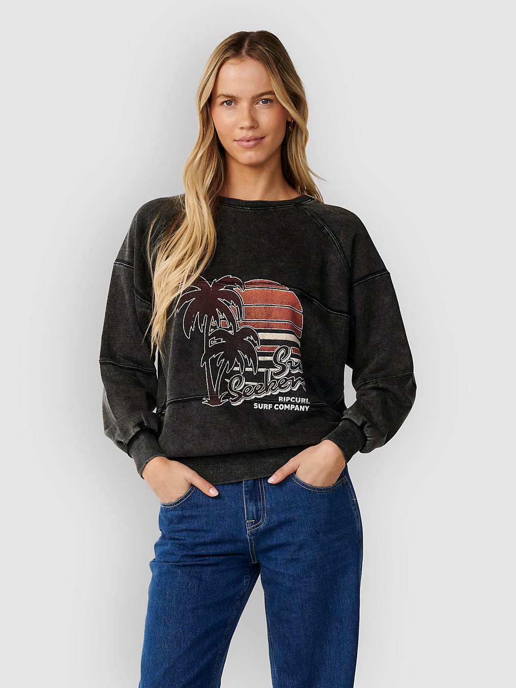 Rip Curl Seeker Raglan Standard Crew Sweater Zwart