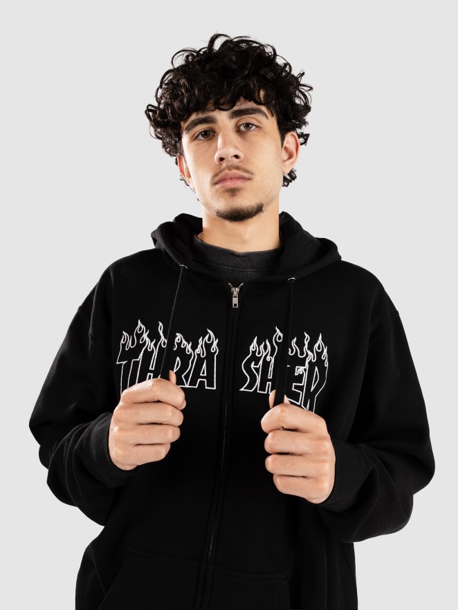 Thrasher Flame Embroidered Zip Hoodie