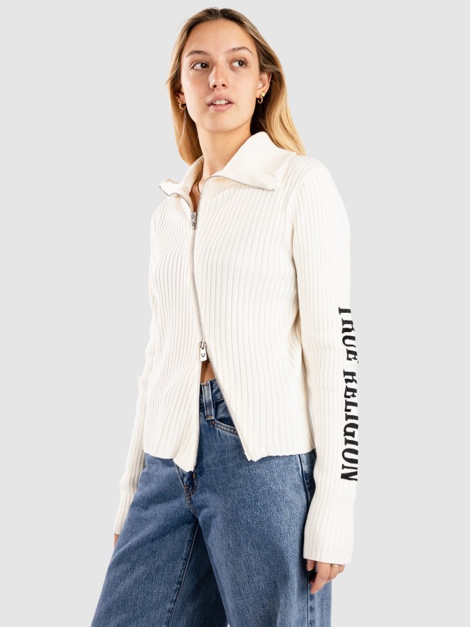 True Religion Embroidered Asym Zip Pullover
