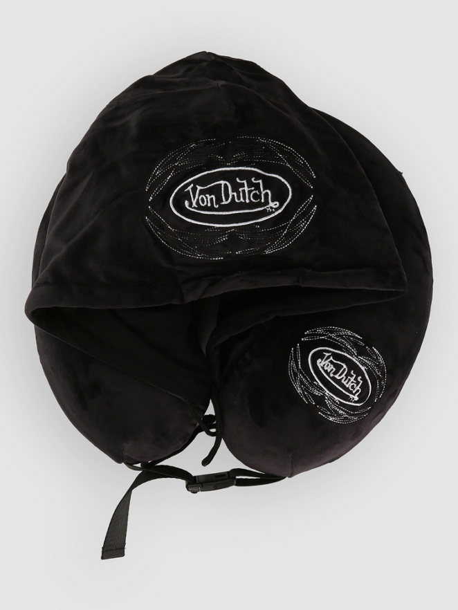 Von Dutch Pinstripe Logo Hooded Travel Pillow