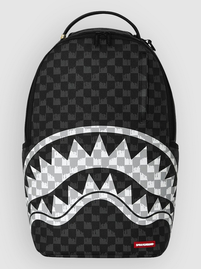 Sprayground Black And White Drip Check Shark Backpack