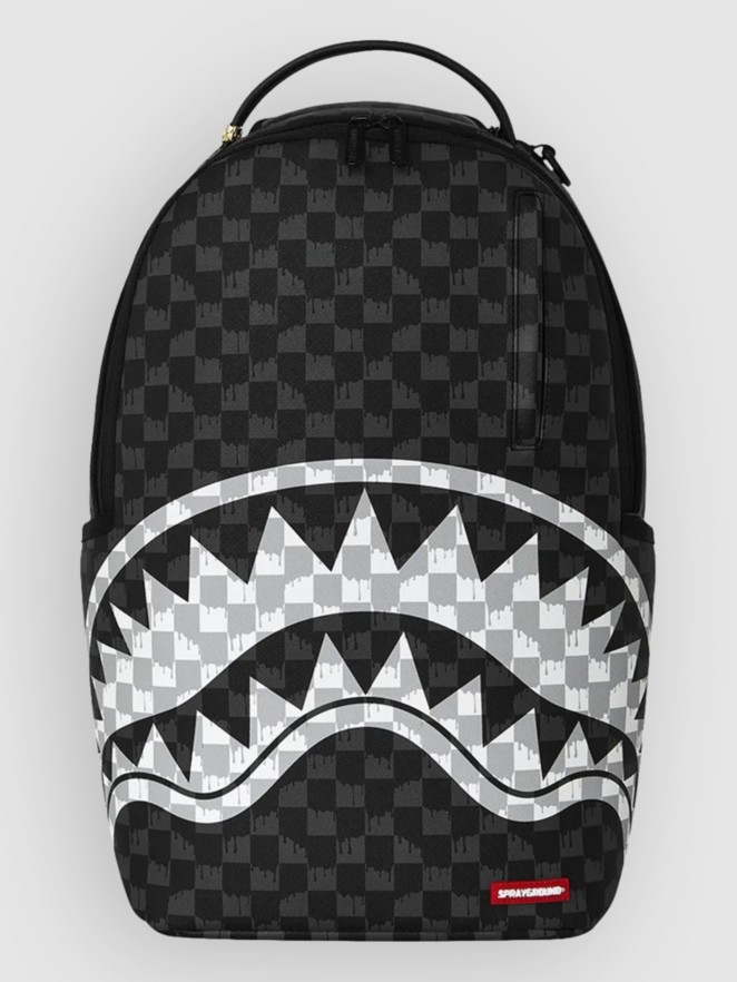 Sprayground Black And White Drip Check Shark Backpack