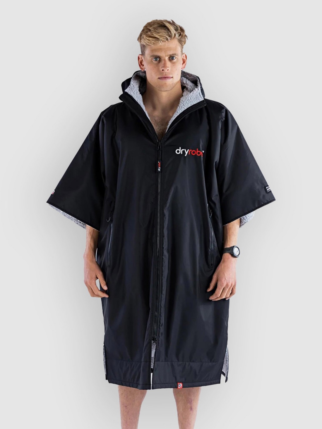 Dryrobe Advance Short Sleeve Surf Poncho black grey