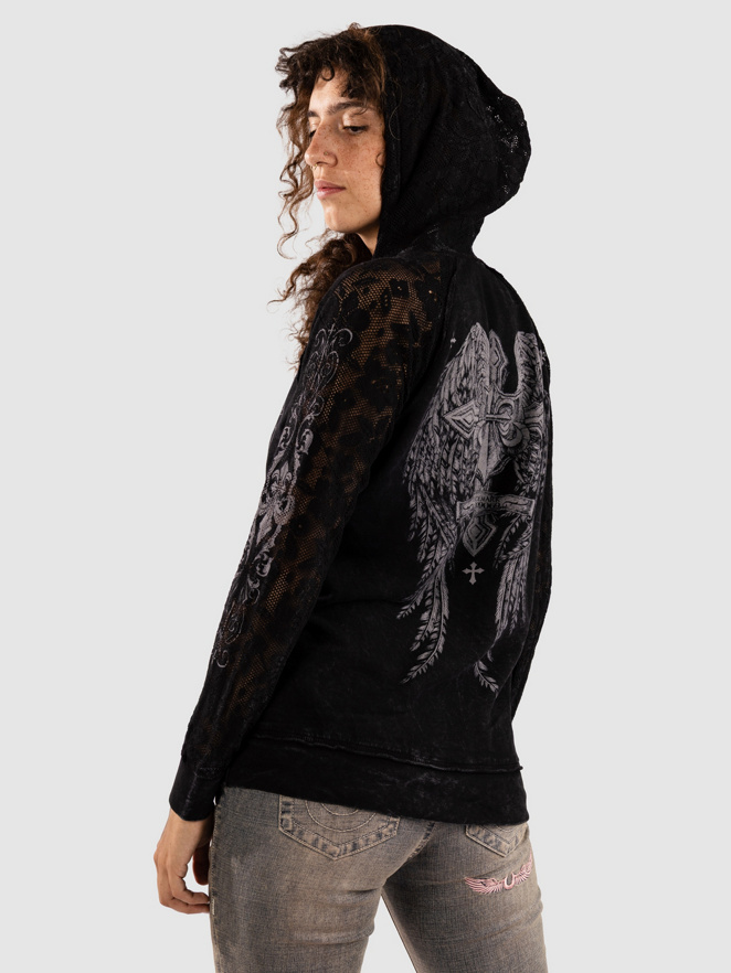 Affliction Simulation Lace Up Sweat à capuche Zip Sweat à capuche