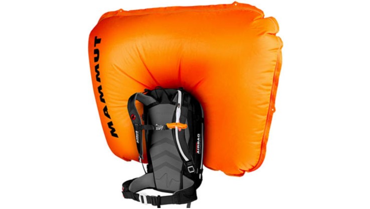 Inflated avalanche backpack by Mammut