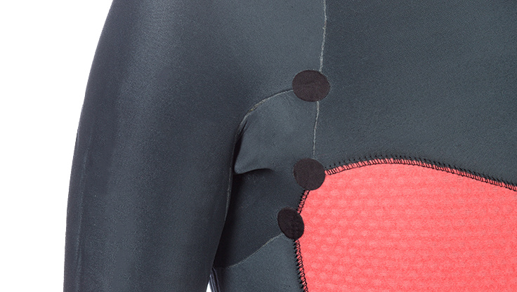 The inside of the shoulder of a wetsuit with GBS seams