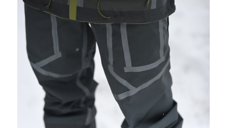 Taped seams on the inside of the pants
