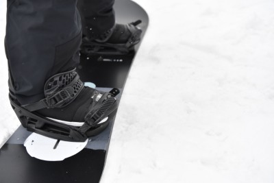 snowboarding boots and board