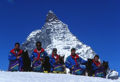 Ski patrol in Zermatt in the 90s with Orotvox equipment