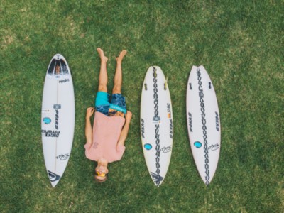 Lenni Jensen and his surfboards